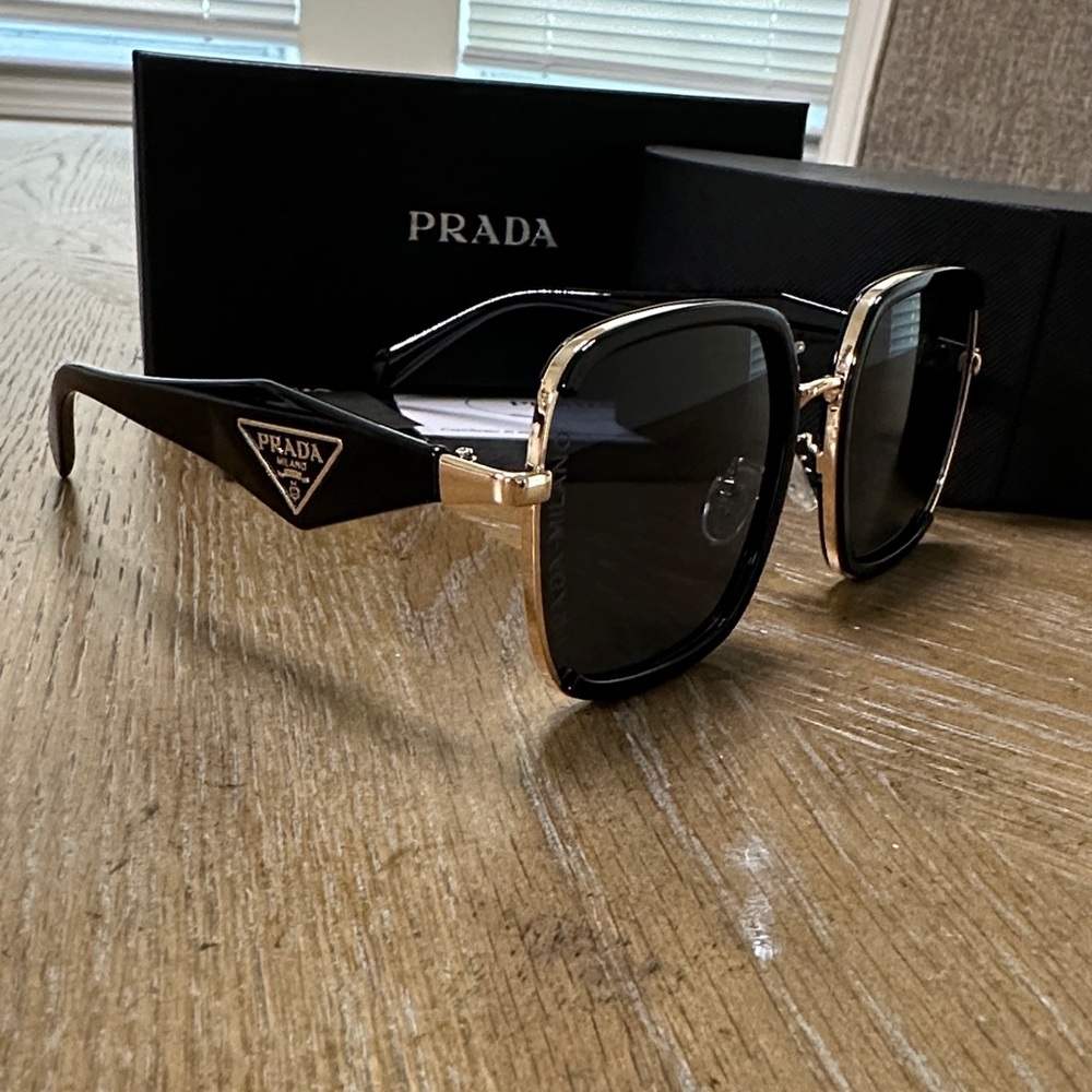 Prada Gold and Black Sunglasses - Picture 3 of 7